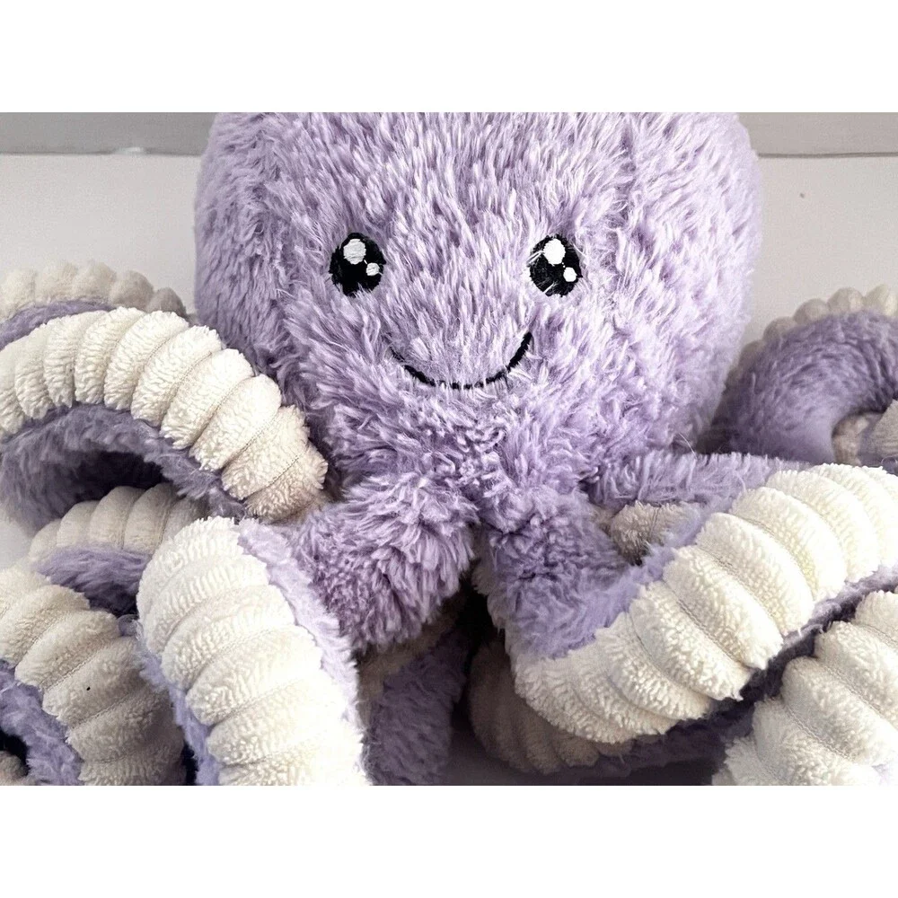 Octopus Plush Stuffed Animal Purple/Violet Ribbed Tentacles Sealife Beach Kawaii